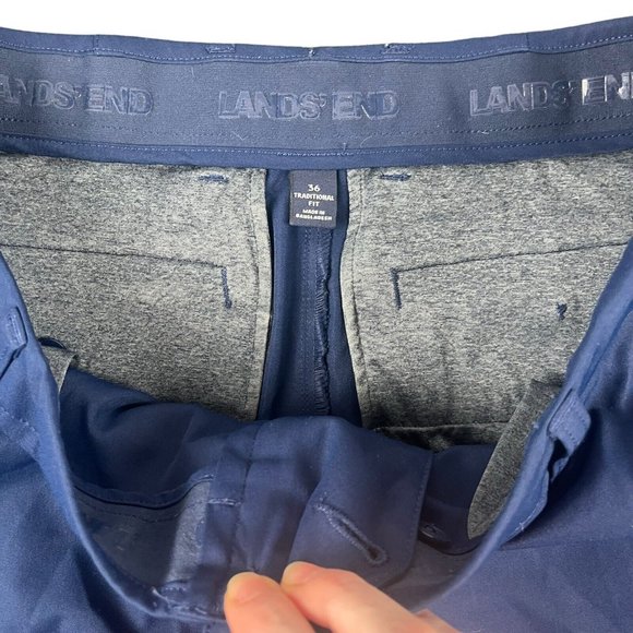 Lands End Traditional Fit Performance Navy Blue Golf Tennis Shorts Men's Size 36 - Picture 6 of 16